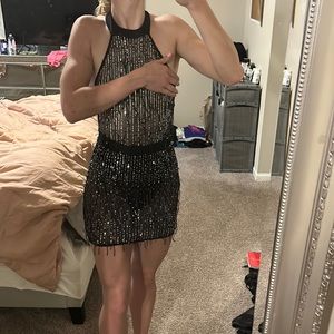 See-through mesh sequin festival rave edm nightclub dollskill halter dress. New